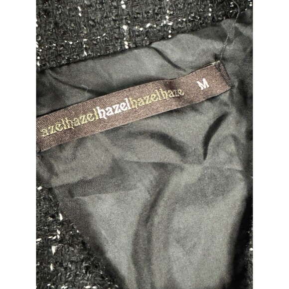 Anthropology Azel Hazel Academia Preppy Tweed Bomber Jacket Coat Black Medium - Picture 7 of 11